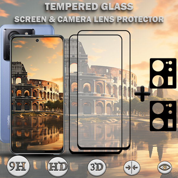 2-Pack XIAOMI 13T Skærmbeskyttelse & 2-Pack linsebeskyttelse - Hærdet Glas 9H - Super kvalitet 3D