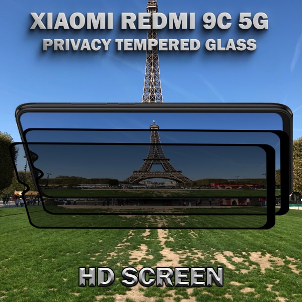 2-Pack Privacy Skärmskydd For Xiaomi 9C (5G) - Härdat Glas 9H - Super Kvalitet 3D