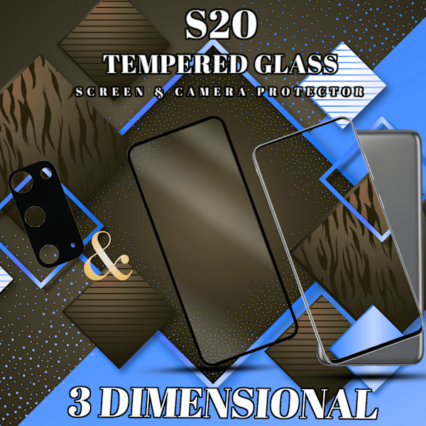 1-Pack SAMSUNG S20 Näytönsuoja & 1-Pack linssinsuoja - Karkaistu Lasi 9H - Super laatu 3D
