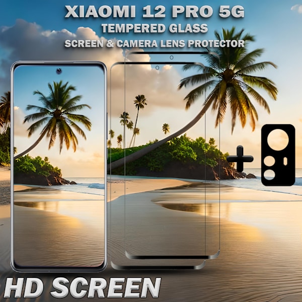 2-Pack Xiaomi 12 Pro (5G) Skärmskydd & 1-Pack linsskydd - Härdat Glas 9H - Super kvalitet 3D