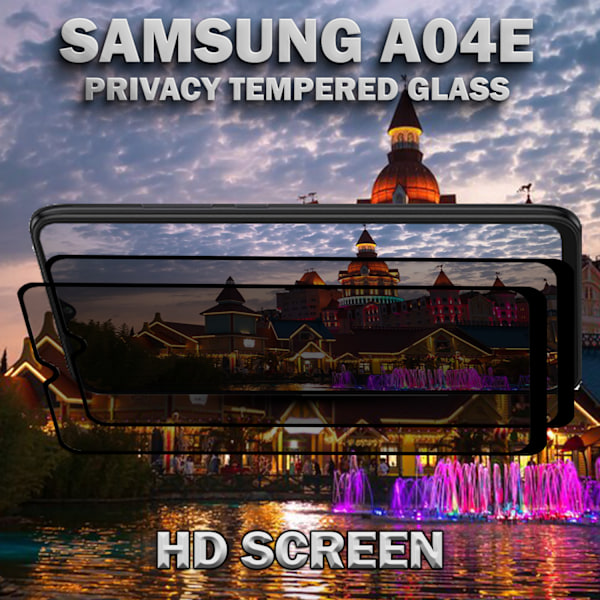2-Pack Privacy Skärmskydd For Samsung A04E - Härdat Glas 9H - Super Kvalitet 3D