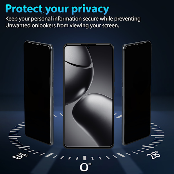 1-Pack Xiaomi Redmi 14T Privacy Näytönsuoja - Karkaistu Lasi 9H - Super laatu 3D