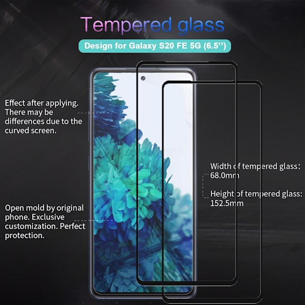 2-Pack SAMSUNG GALAXY S20FE Skærmbeskyttelse - Hærdet Glas 9H - Super kvalitet 3D
