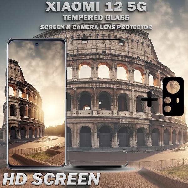 1-Pack XIAOMI 12 5G Skärmskydd & 1-Pack linsskydd - Härdat Glas 9H - Topp kvalitet 3D