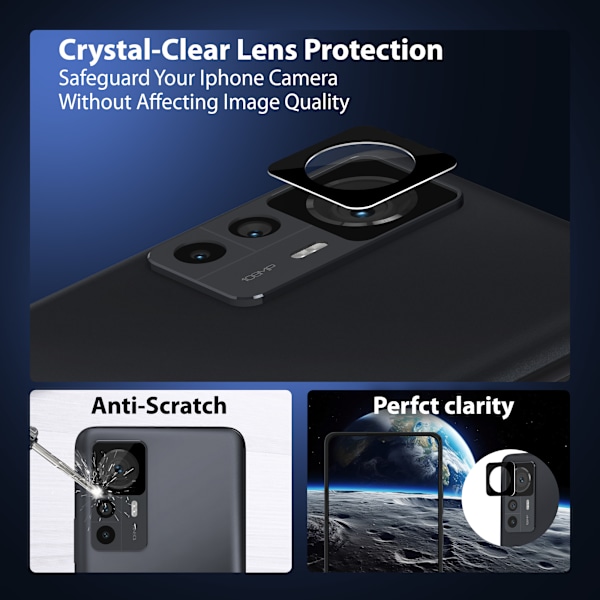 1-Pack Xiaomi 12T Pro Skærmbeskyttelse & 1-Pack linsebeskyttelse - Hærdet Glas 9H - Super kvalitet 3D