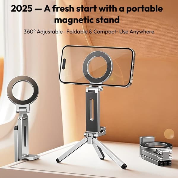 Vikbart mobilstativ med magnetisk hållare och 360° justering