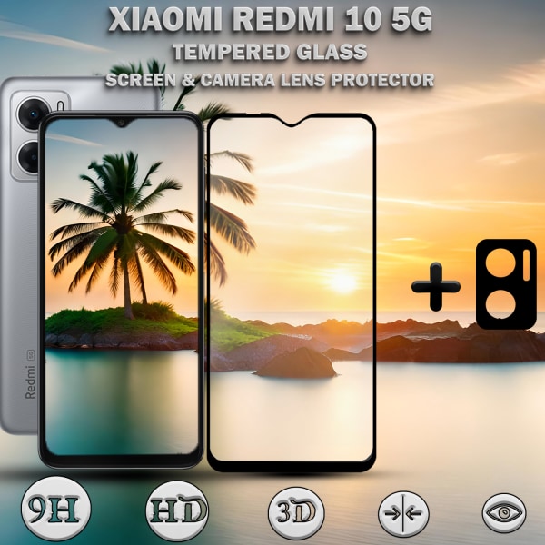 Xiaomi Redmi 10 5G & 1-Pack linsskydd - Härdat Glas 9H - Super kvalitet 3D
