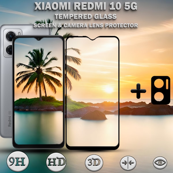 Xiaomi Redmi 10 5G & 1-Pack linsskydd - Härdat Glas 9H - Super kvalitet 3D