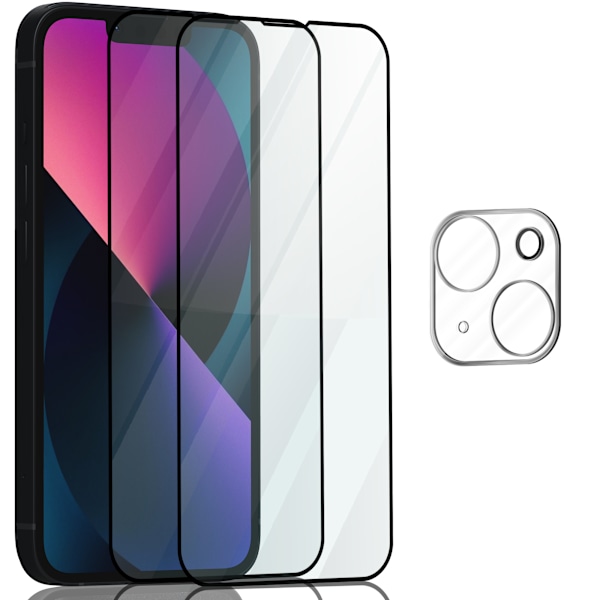 2-Pack Iphone 13 Skærmbeskyttelse & 1-Pack linsebeskyttelse - Hærdet Glas 9H - Super kvalitet 3D