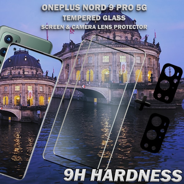 2-Pack ONEPLUS NORD 9 PRO Skærmbeskyttelse & 2-Pack linsebeskyttelse - Hærdet Glas 9H - Super kvalitet 3D