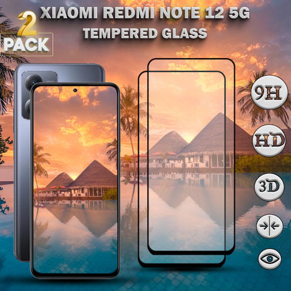 2-Pack Xiaomi Redmi Note 12 (5G) - Härdat Glas 9H-Super kvalitet 3D Skärmskydd