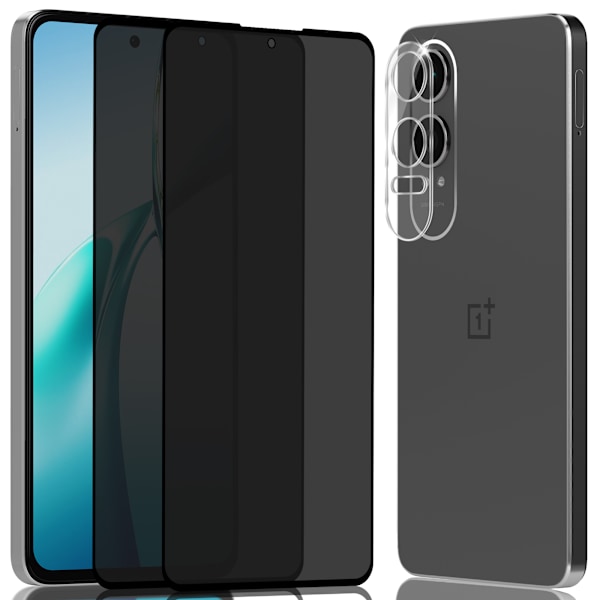 2-Pack OnePlus Nord CE4 Lite Privacy Näytönsuoja & 1-Pack linssinsuoja - Karkaistu Lasi 9H - Super laatu 3D