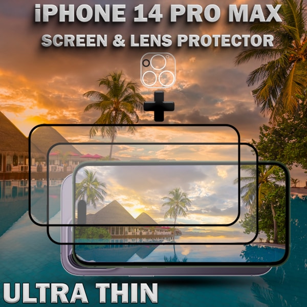 2-Pack iPhone 14 Pro Max Skärmskydd & 1-Pack linsskydd - Härdat Glas 9H - Super kvalitet 3D