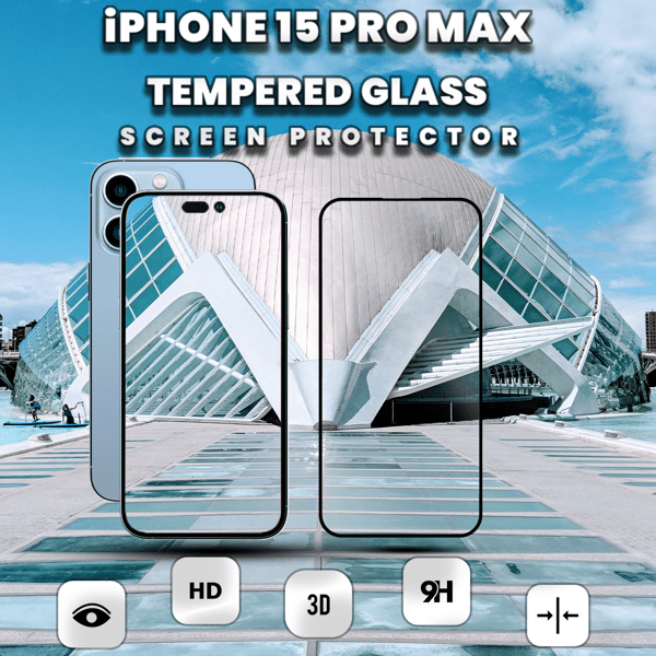 iPhone 15 Pro Max- 9H Härdat Glass - Super kvalitet 3D
