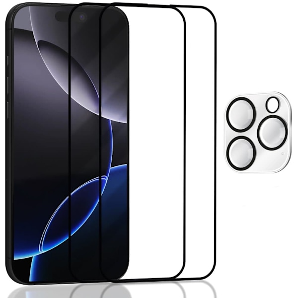 2-Pack IPHONE 16 PRO MAX Skærmbeskyttelse & 1-Pack linsebeskyttelse - Hærdet Glas 9H - Super kvalitet 3D