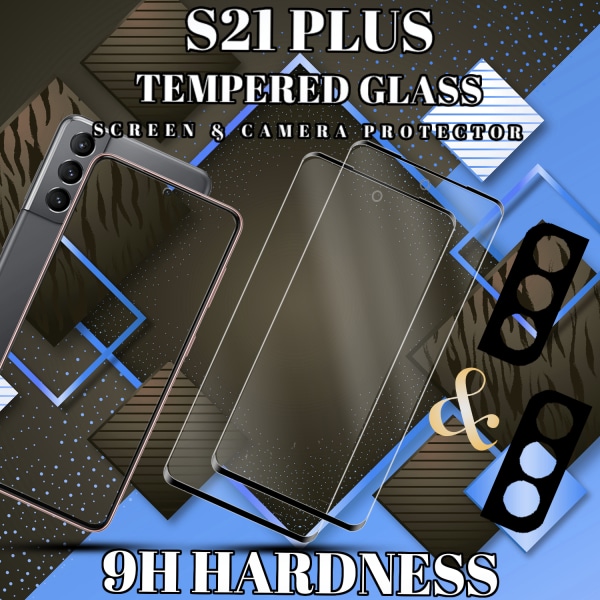 2-Pack Samsung S21 Plus Skärmskydd & 2-Pack linsskydd - Härdat Glas 9H - Super kvalitet 3D