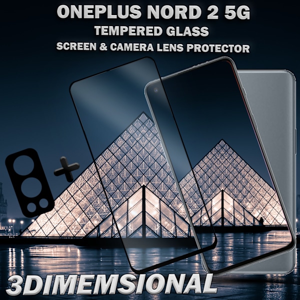 OnePlus Nord 2 5G & 1-Pack linsskydd - Härdat Glas 9H - Super kvalitet 3D