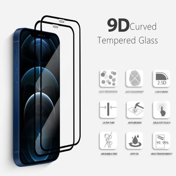 2-Pack IPHONE 12 PRO MAX Skærmbeskyttelse - Hærdet Glas 9H - Super kvalitet 3D