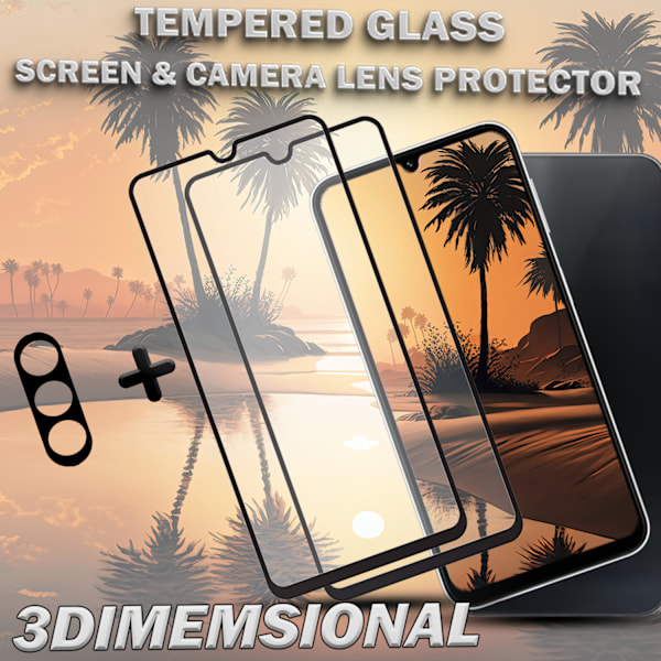 2-Pack SAMSUNG A24 Näytönsuoja & 1-Pack linssinsuoja - Karkaistu Lasi 9H - Super laatu 3D