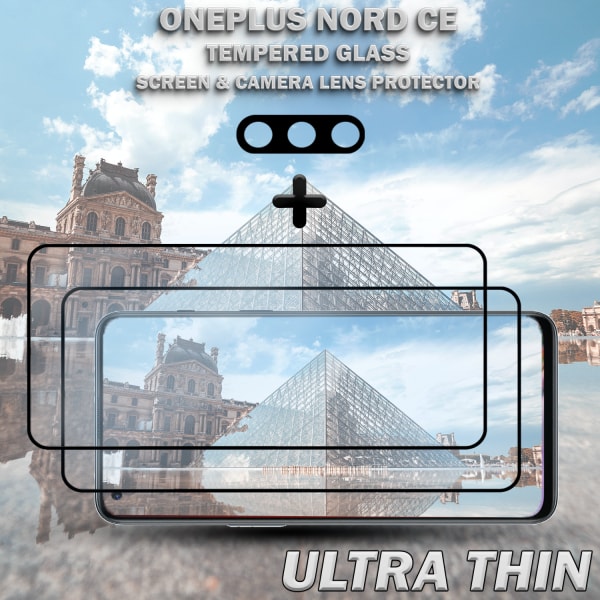 2-Pack OnePlus Nord CE & 1-Pack linsskydd - Härdat Glas 9H - Super kvalitet 3D