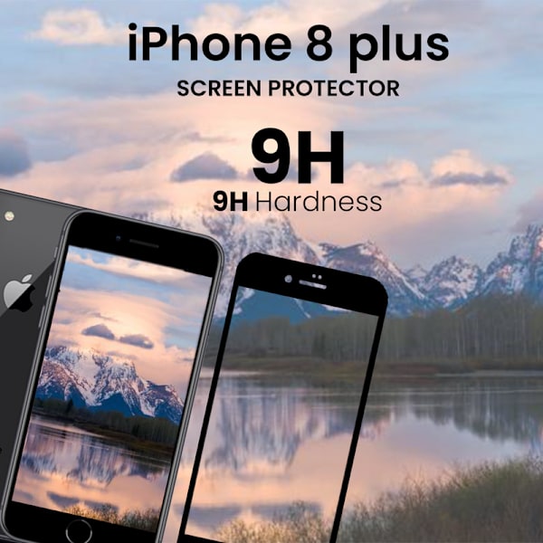 iPhone 8 Plus Svart - Härdat Glas 9H - Super Kvalitet 3D