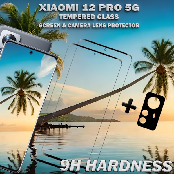 2-Pack Xiaomi 12 Pro (5G) Skärmskydd & 1-Pack linsskydd - Härdat Glas 9H - Super kvalitet 3D