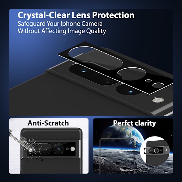 2-Pack Google Pixel 7 Pro Skärmskydd & 1-Pack linsskydd - Härdat Glas 9H - Super kvalitet 3D