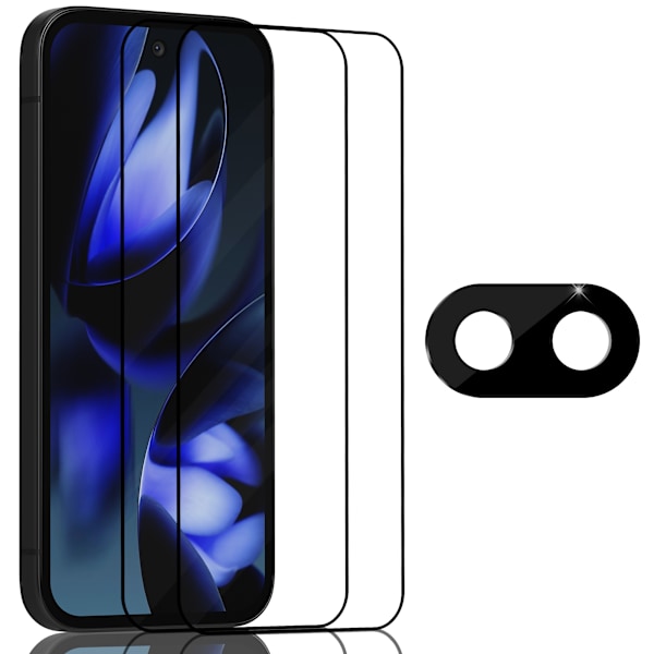 2-Pack Google Pixel 9a Skärmskydd & 1-Pack linsskydd - Härdat Glas 9H - Super kvalitet 3D