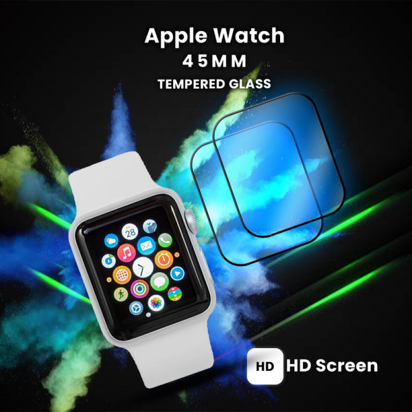 2-Pack Apple Watch 45mm – Härdat glas 9H – Super kvalitet 3D