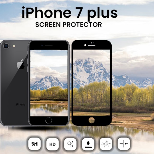 iPhone 7 Plus Svart - Härdat Glas 9H - Super Kvalitet 3D