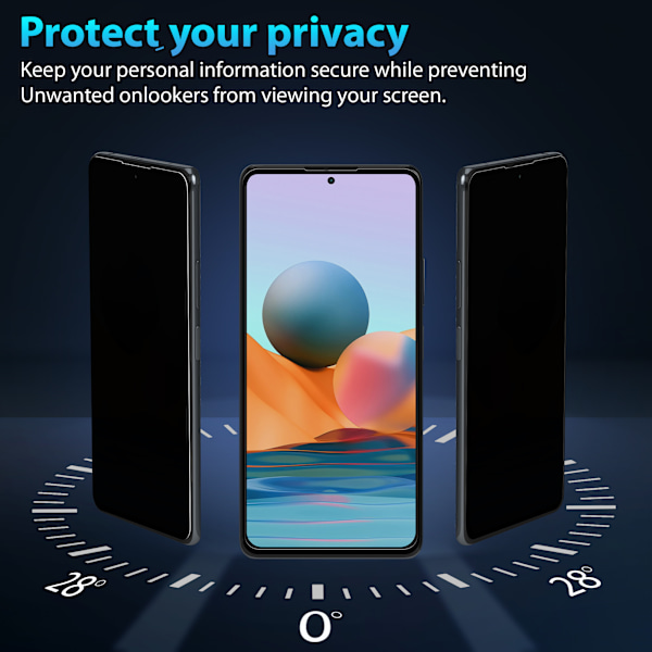 1-Pack Xiaomi Redmi Note 10 Pro Privacy Näytönsuoja - Karkaistu Lasi 9H - Super laatu 3D