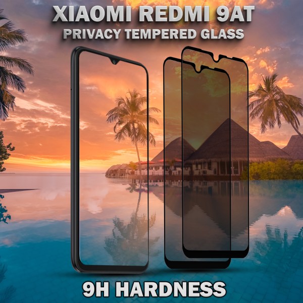 2-Pack Privacy Skärmskydd For Xiaomi Redmi 9AT - Härdat Glas 9H - Super Kvalitet 3D