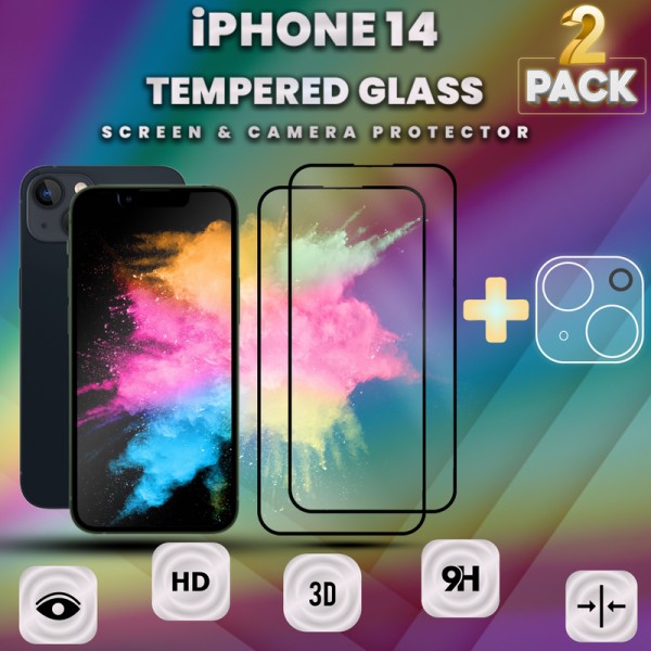 2-Pack iPhone 14 - skärmskydd & linsskydd - härdat glas 9H