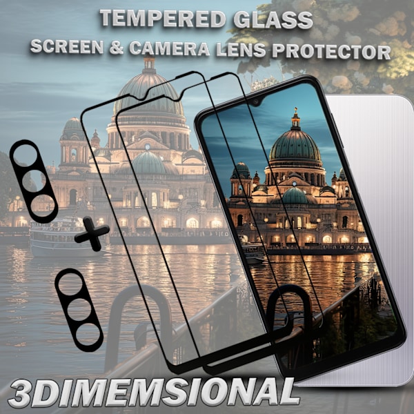 2-Pack SAMSUNG A15 Skærmbeskyttelse & 2-Pack linsebeskyttelse - Hærdet Glas 9H - Super kvalitet 3D