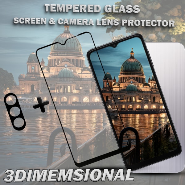 1-Pack SAMSUNG A15 Skärmskydd & 1-Pack linsskydd - Härdat Glas 9H - Super kvalitet 3D