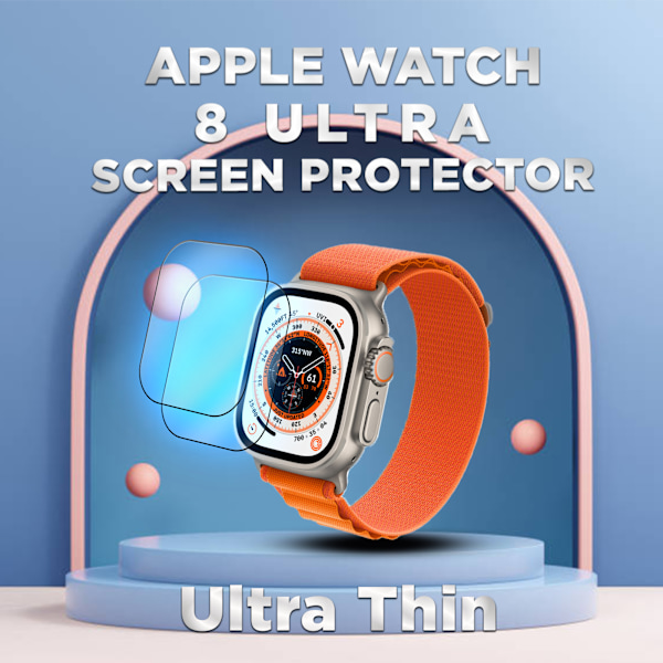 2-Pack Apple Watch 8 Ultra 49mm -Härdat glas 9H – Super kvalitet 3D Skärmskydd