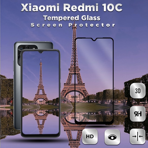 1-Pack XIAOMI REDMI 10C Skærmbeskyttelse - Hærdet Glas 9H - Super kvalitet 3D