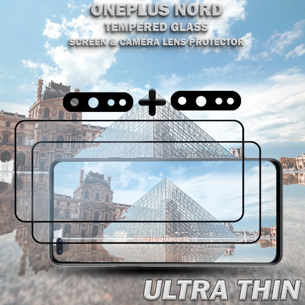 2-Pack ONEPLUS NORD Näytönsuoja & 2-Pack linssinsuoja - Karkaistu Lasi 9H - Super laatu 3D