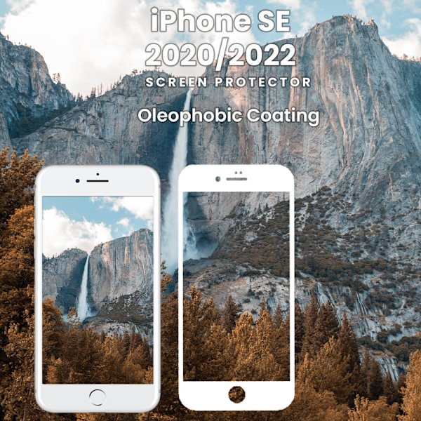 iPhone SE 2020 Vit - Härdat Glas 9H-Super Kvalitet 3D Skärmskydd