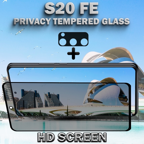 1-Pack Privacy SAMSUNG S20 FE Skärmskydd & 1-Pack linsskydd - Härdat Glas 9H - Super kvalitet 3D