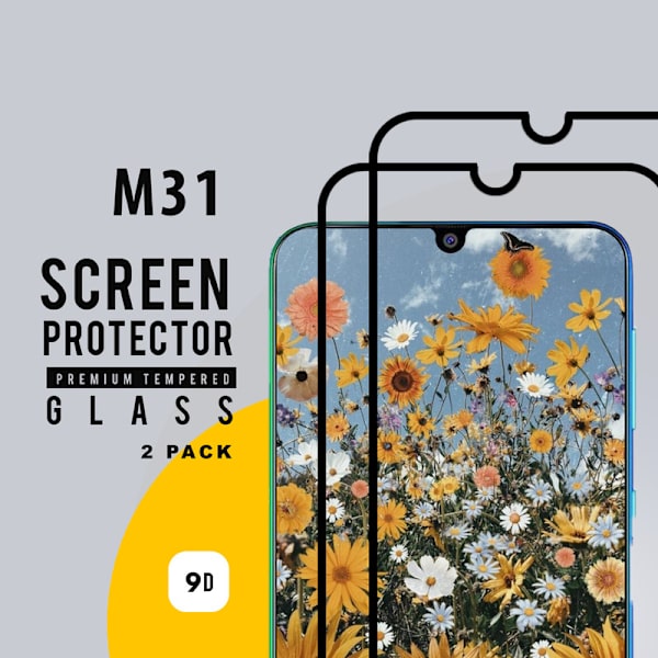 2-Pack SAMSUNG M31 Näytönsuoja - Karkaistu Lasi 9H - Super laatu 3D