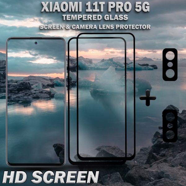 2-Pack Xiaomi 11T Pro (5G) Skärmskydd & 2-Pack linsskydd - Härdat Glas 9H - Super kvalitet 3D