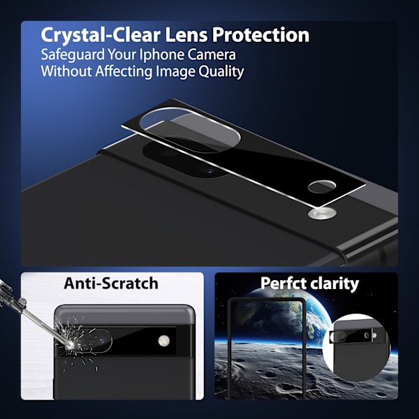 2-Pack Google Pixel 6A Skärmskydd & 2-Pack linsskydd - Härdat Glas 9H - Super kvalitet 3D