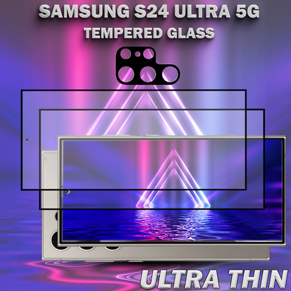 2-Pack SAMSUNG S24 ULTRA 5G Skärmskydd & 1-Pack linsskydd - Härdat Glas 9H - Super kvalitet 3D