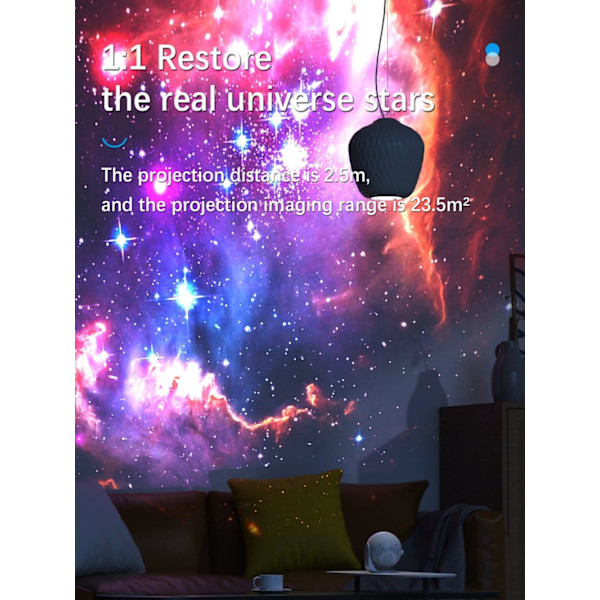 Realistisk Galaxy-projektor med färgglada ljuseffekter, timer & Bluetooth – Nattprojektor med meteoreffekt för barn & vuxna