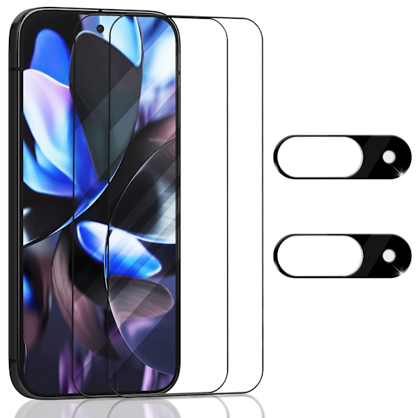 2-Pack Google Pixel 9 Skærmbeskyttelse & 2-Pack linsebeskyttelse - Hærdet Glas 9H - Super kvalitet 3D