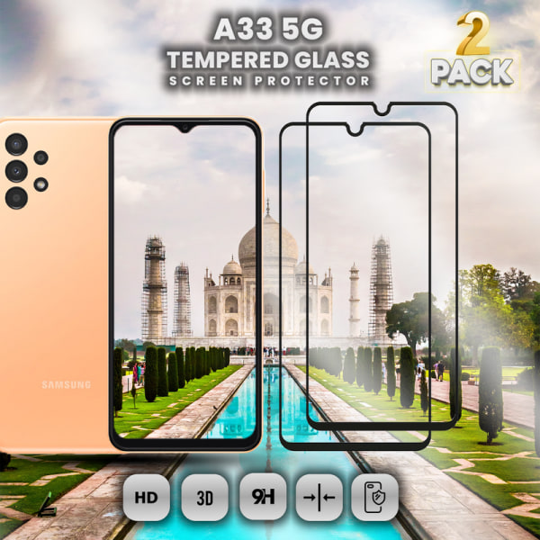 2 Pack Samsung Galaxy A33 5G -9H Härdat Glass-3D Super Kvalitet