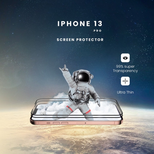 2-Pack Iphone 13 Pro - 9H Härdat Glass - Top Kvalitet  3D