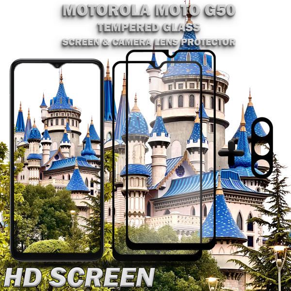 2-Pack Motorola Moto G50 Skärmskydd & 1-Pack linsskydd - Härdat Glas 9H - Super kvalitet 3D