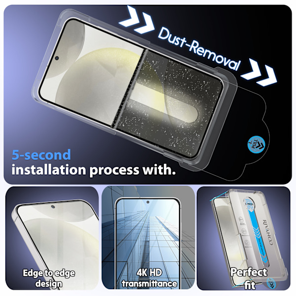 1-Pack Samsung Galaxy S24 Plus Skärmskydd & 1-Pack Linsskydd - Härdat Glas | [Automatisk Installation] - Bubbelfritt